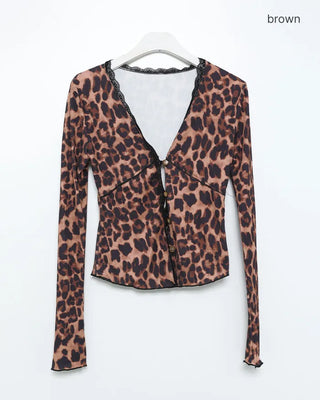 Leopard print slim cardigan
