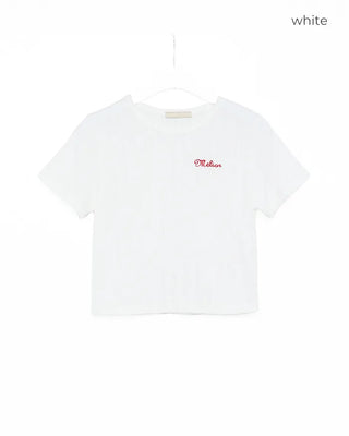 Perforated Cropped Short-Sleeve T-Shirt