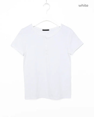 Henley neck button slim T-shirt