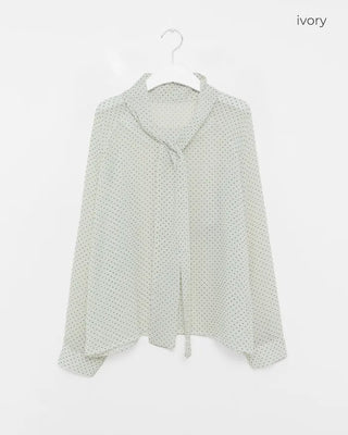 See-through polka dot tie blouse