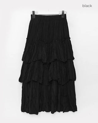 Frilled tiered long skirt