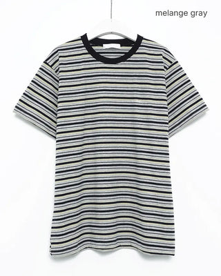 Bust Stitch Mix Border Half T-Shirt