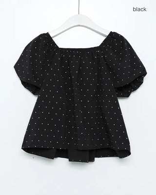 Front Ribbon Smock Gathered Blouse