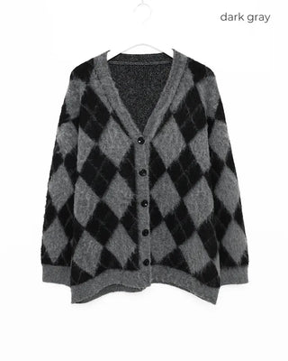 Diamond Pattern Oversized Cardigan