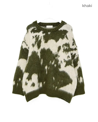 Cowhide Pattern Mohair Knit Loose Sweater