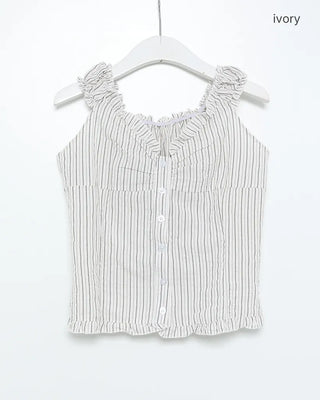 2-Way Gathered Frill Neck Button Sleeveless
