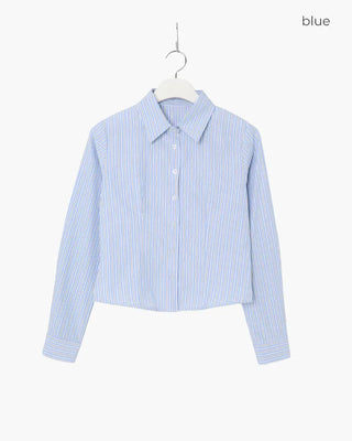 Striped Crop Long Sleeve Shirt