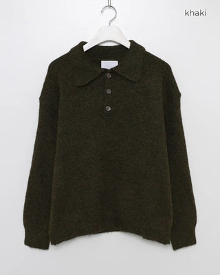 Polo collar boucle knit
