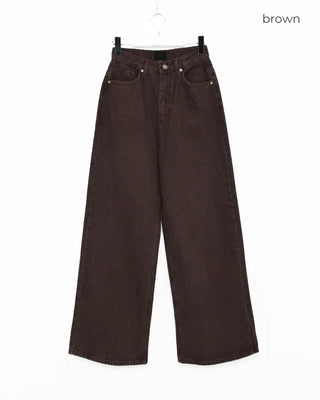 Brown cotton straight pants