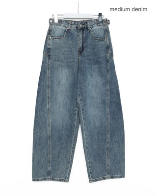 Wide-leg denim pants with a striped design