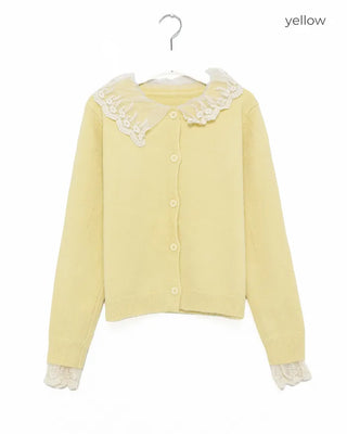Lace-layered round cardigan