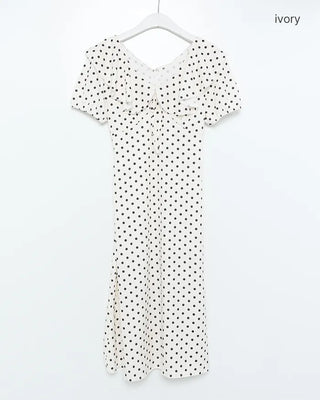Ruffled polka dot long dress