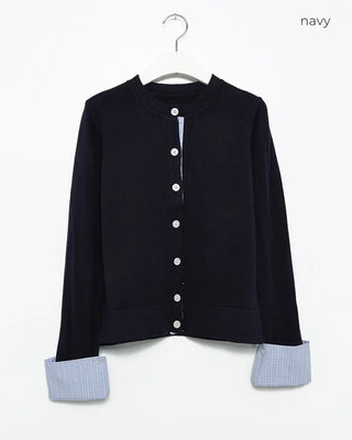 Check pattern layered cardigan