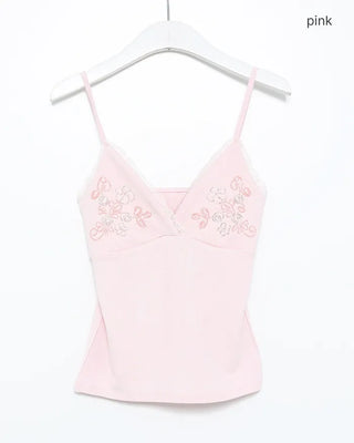 Flower bead lace V-neck camisole