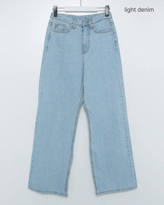 Basic semi-wide fit denim pants