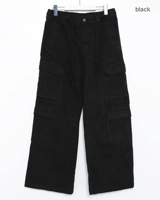 Double cargo pocket cotton pants