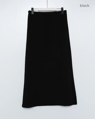 A-line ribbed long skirt