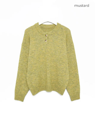 Henley neck round long knit