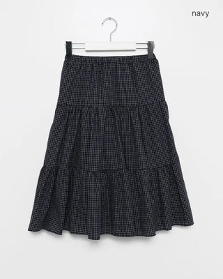 Checked tiered flared skirt