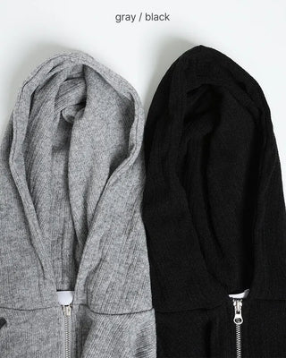 Zip-up knit hoodie