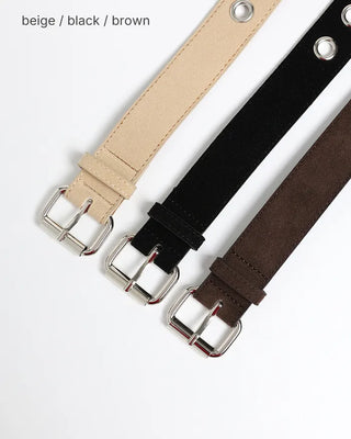Eyelet suede belt
