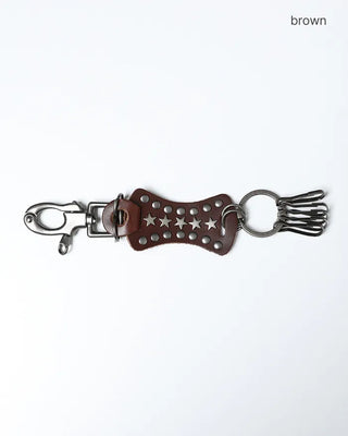 Star Studded Leather Keyring