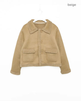 Color pocket sheepskin jacket