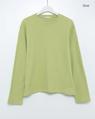 Round neck waffle long t-shirt