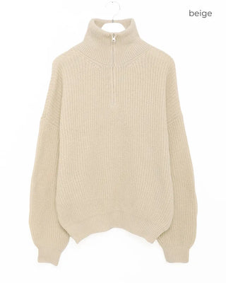 Half-zip ribbed knit