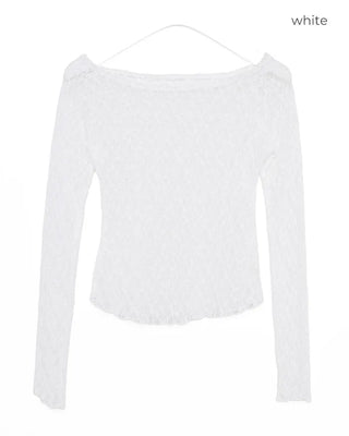 See-through lace long-sleeve T-shirt