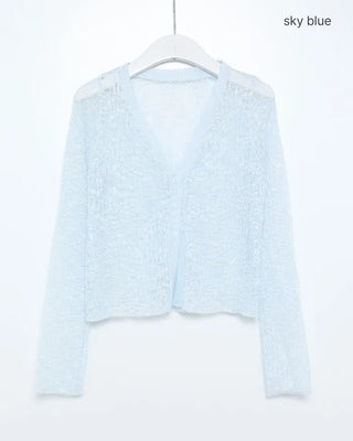 V-neck sheer cardigan