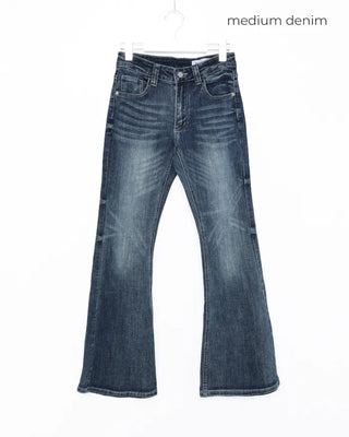 Unique Whisker Wash Flare Denim Pants