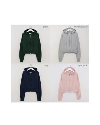 Cropped Hooded Zip-Up