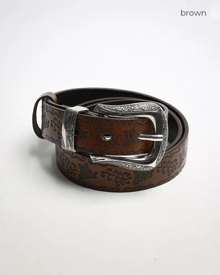 Butterfly perforated leather belt