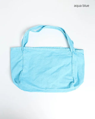 Color-washed denim square tote bag