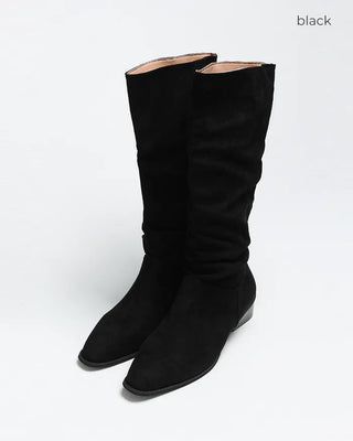 Suede Shirring Long Boots