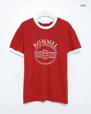 Ringer lettering half T-shirt