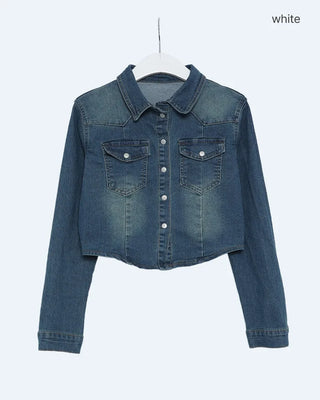 Slim-fit cropped denim shirt