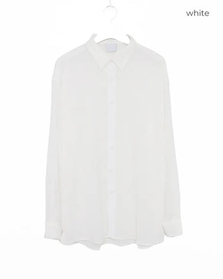 Pleated sheer long-sleeved shirt