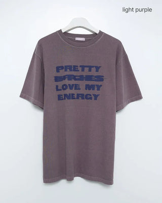 (Unisex) Lettering Oversized Half T-Shirt