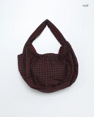 Tartan check one-shoulder hobo bag