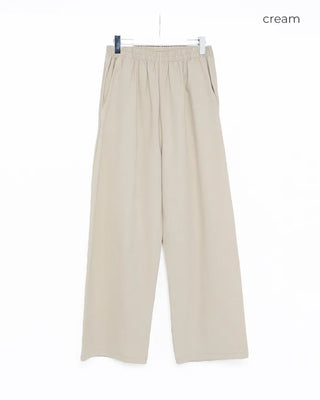 Cotton wide-leg elastic waist pants