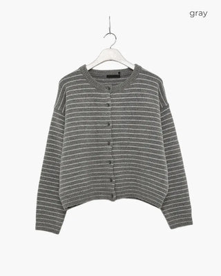Lambswool striped knit cardigan