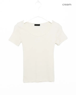 Jewel Neck Modal Half T-Shirt