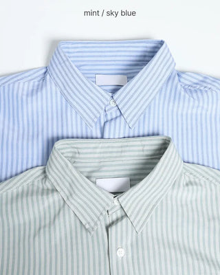 Oversized striped short-sleeved shirt
