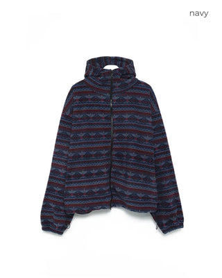 (Unisex) Ethnic Fleece Hooded Jacket with Drawstring