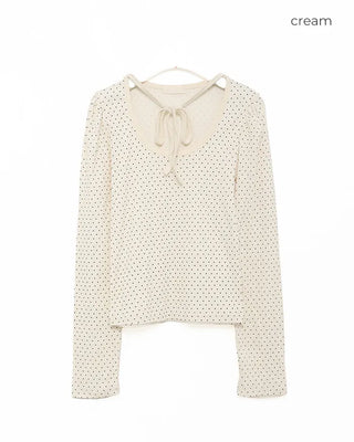 Dot Puff Slim Long T-Shirt