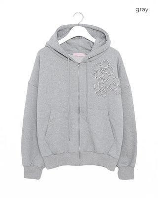 Flower Patch Hooded Zip-Up Hoodie