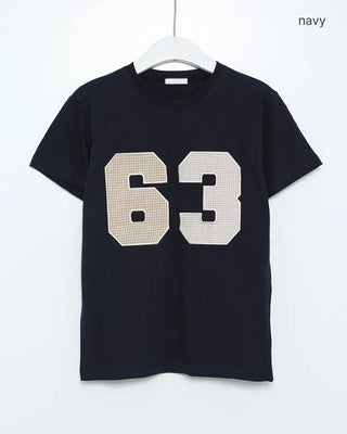 Checked numbering T-shirt