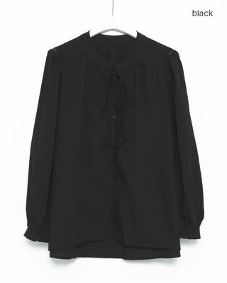 Fagoting Shoulder Frill Button Blouse